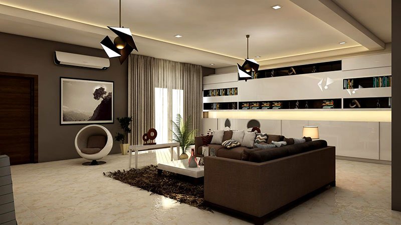 Home rectangular white coffee table near brown leather sofa.jpg